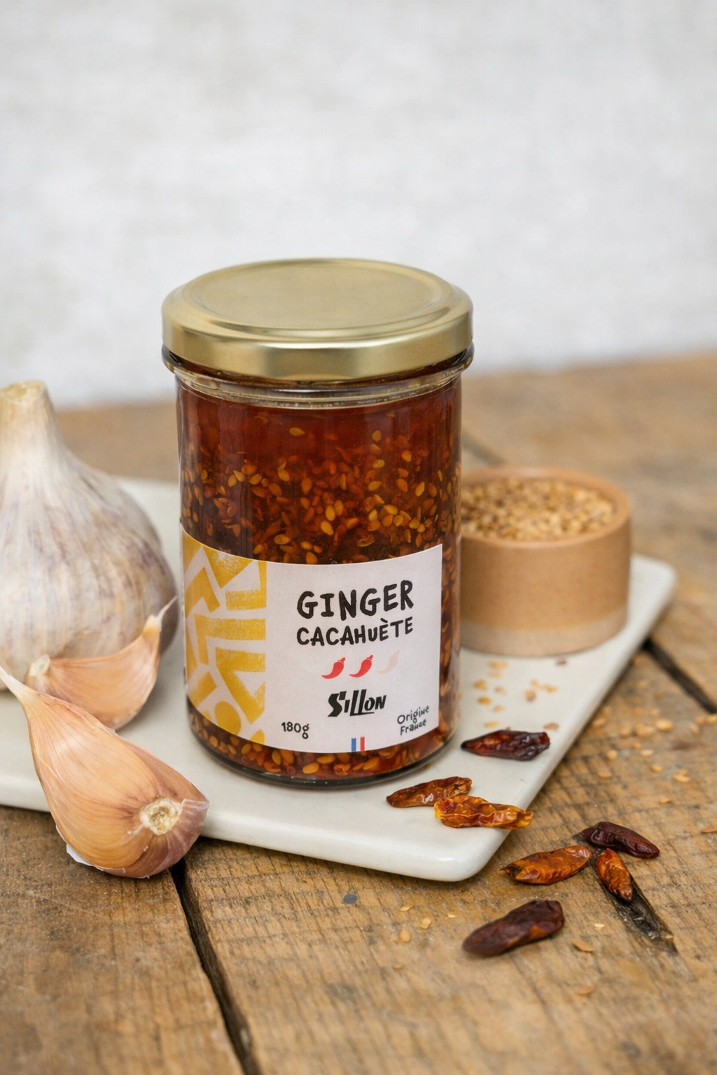 Ginger, Cacahuete, Piment