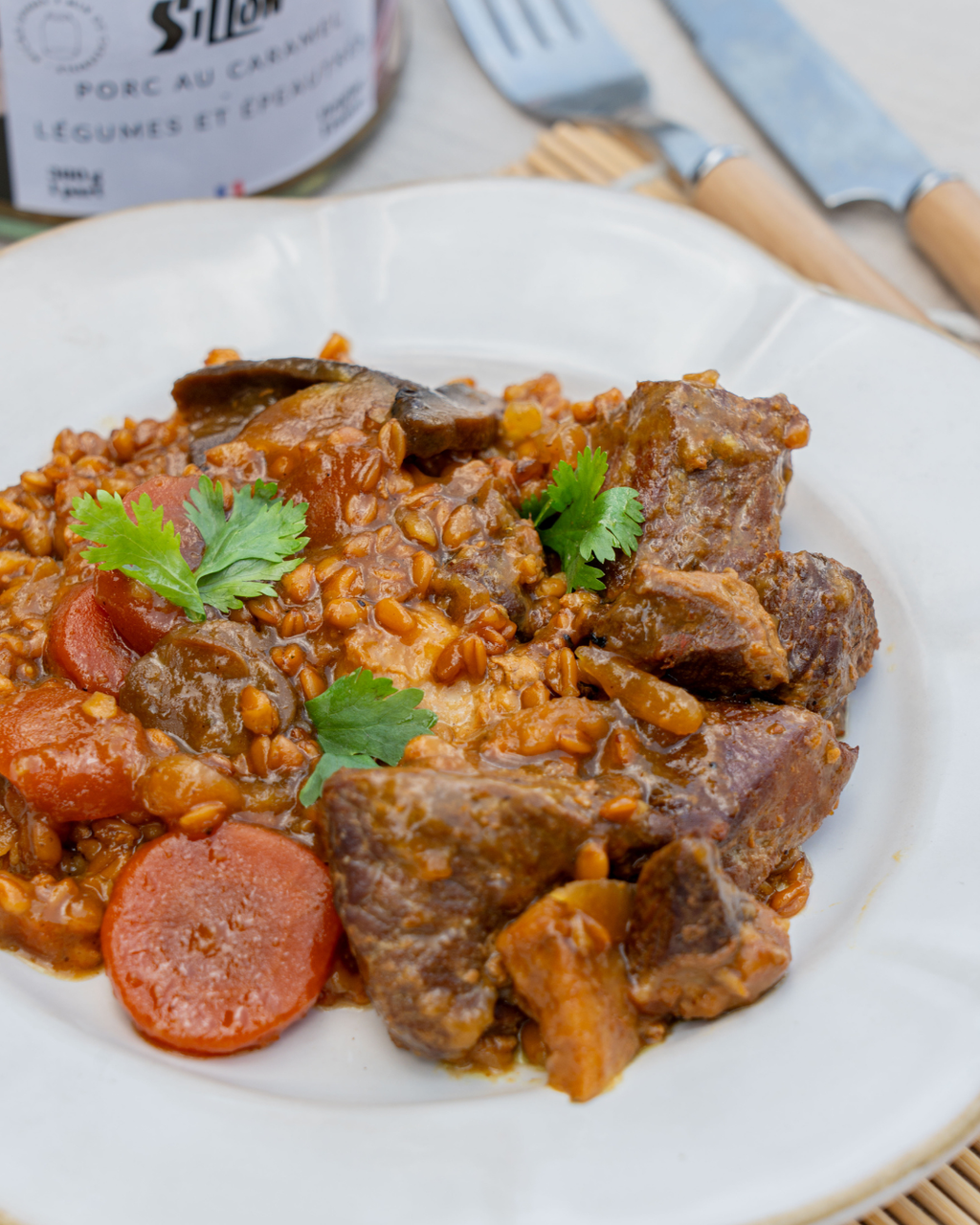 Porc au Caramel - Légumes et épeautres