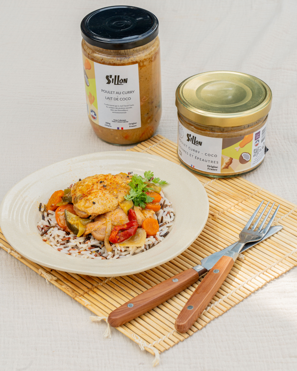 Poulet au Curry - Lait de Coco - Légumes et Epeautres