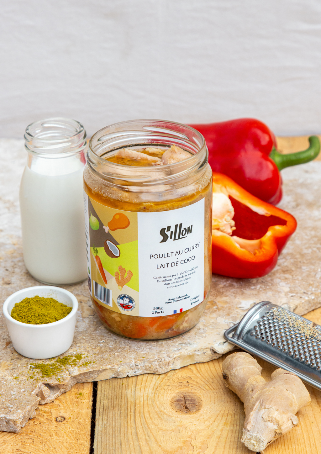 poulet au curry lait de coco en bocal artisanal
